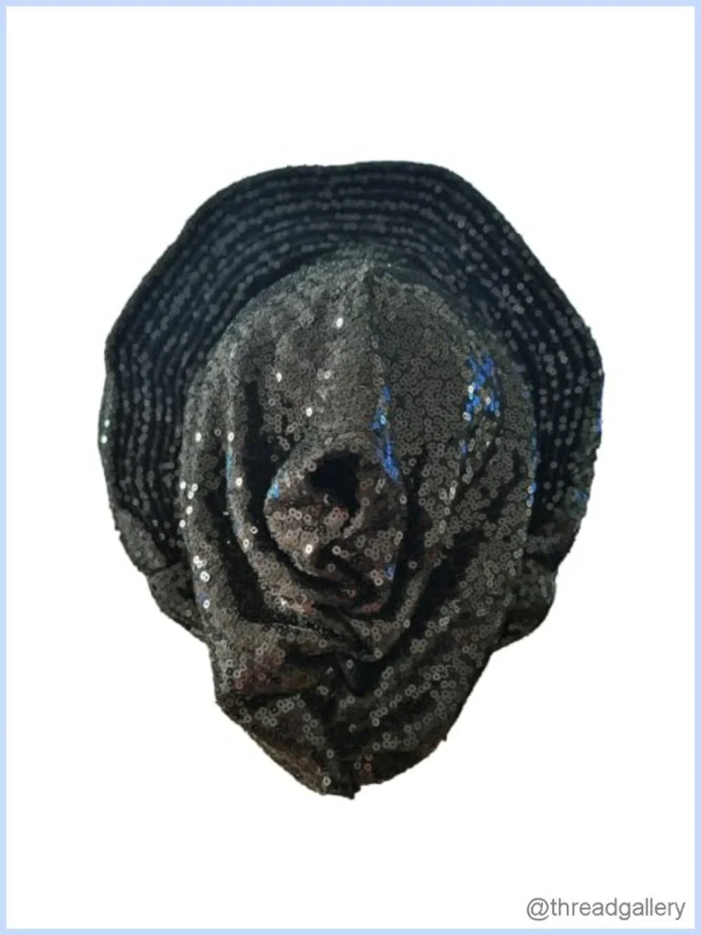 Pre-Tied African Gele Headtie Sequins Shiny Party Headwrap Polyester